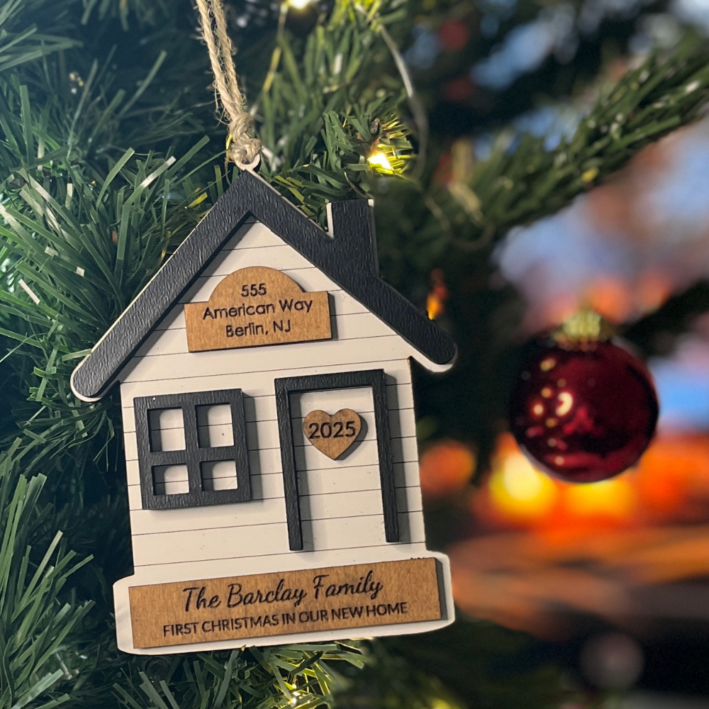 New Home House Ornament — Custom Family Name and Address