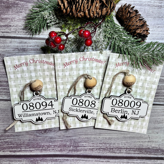 Personalized Wooden Christmas Ornament | Custom Zip Code Keepsake