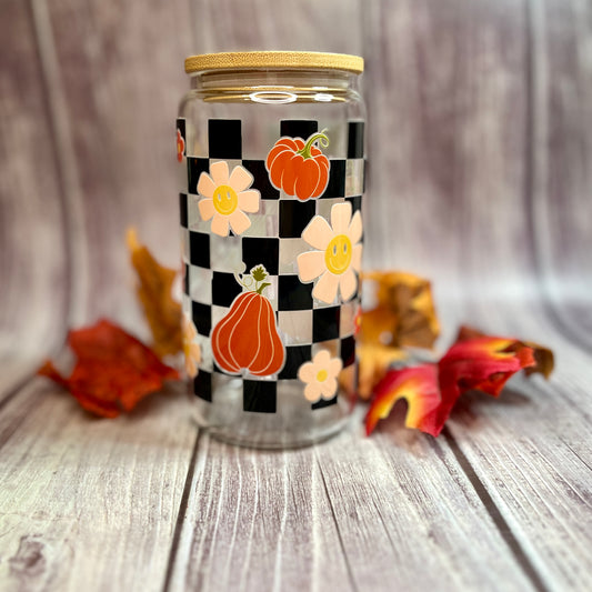 Retro Fall 16 oz glass tumbler