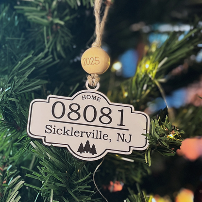Personalized Wooden Christmas Ornament | Custom Zip Code Keepsake