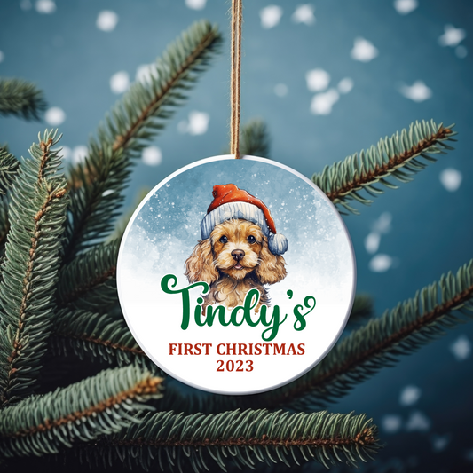 Puppy's First Christmas Personalized Christmas Ornament
