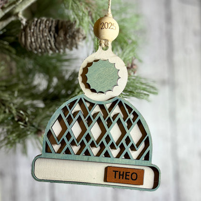 Personalized Wooden Beanie Ornament
