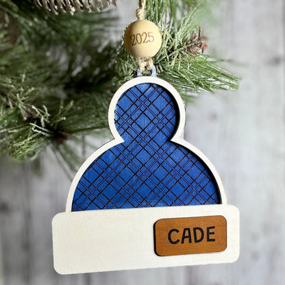 Personalized Wooden Beanie Ornament