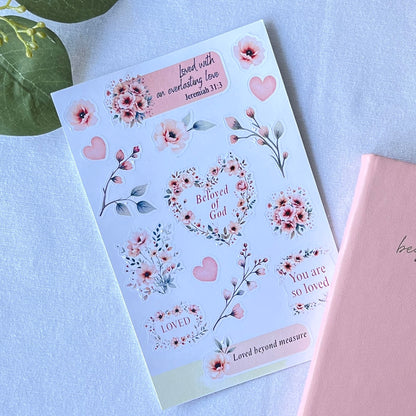 Loved Beyond Measure Christian Sticker Sheet | Faith Stickers