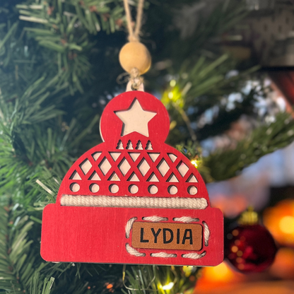 Personalized Wooden Beanie Ornament