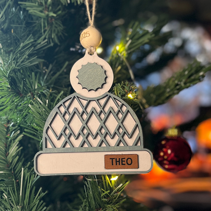 Personalized Wooden Beanie Ornament
