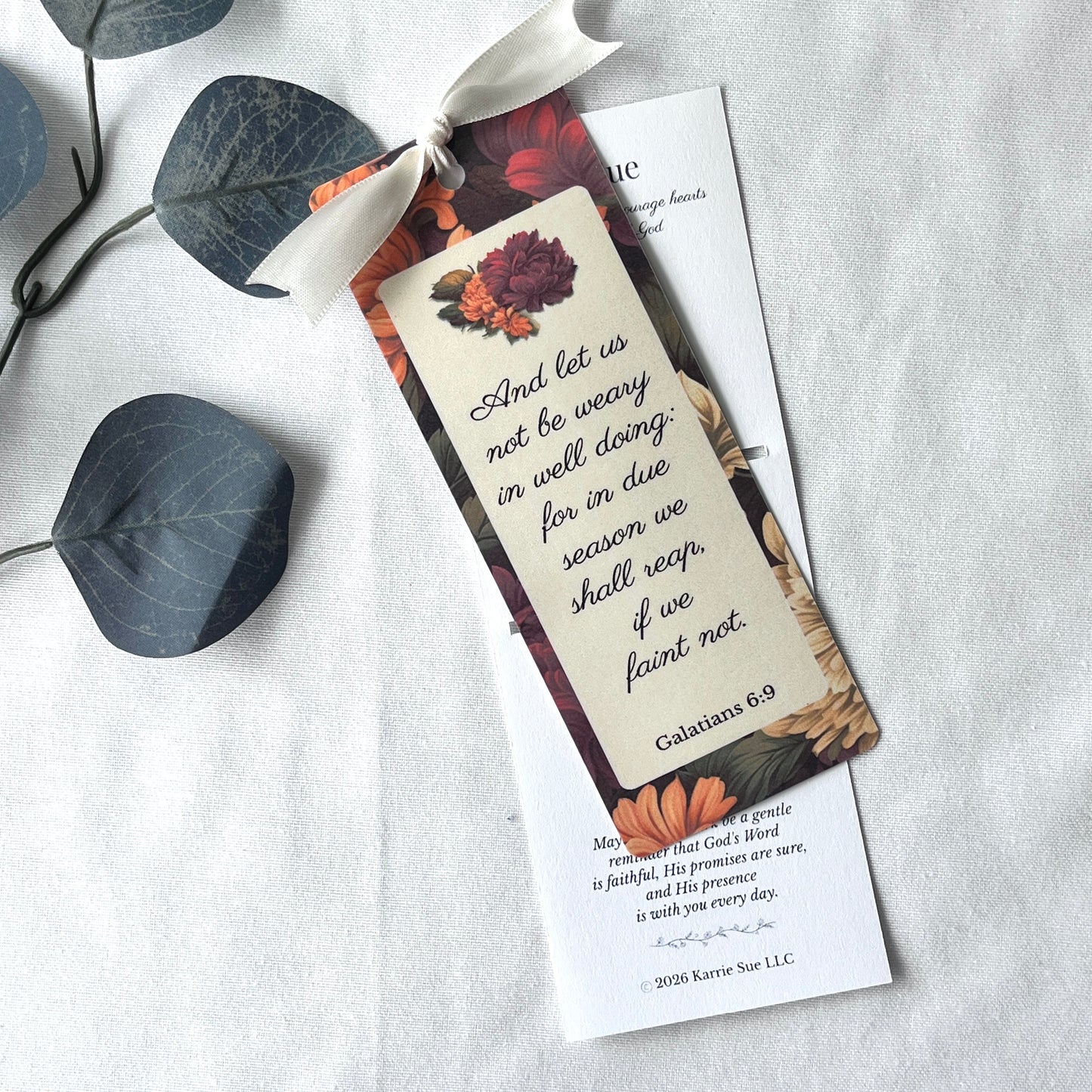 Autumn Scripture Bookmark | Floral Christian Bookmark