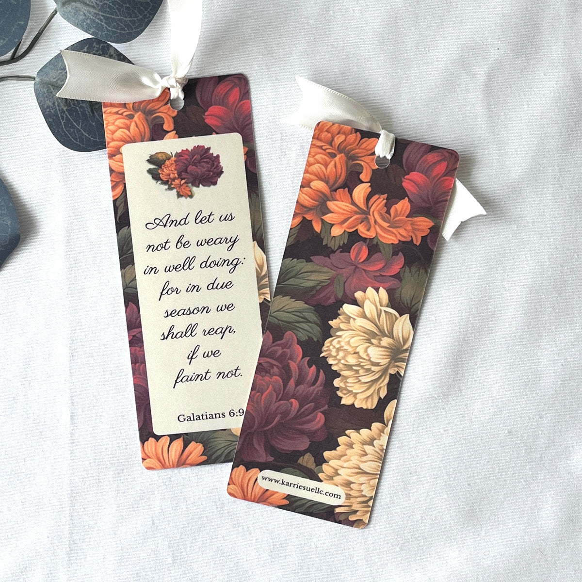 Autumn Scripture Bookmark | Floral Christian Bookmark