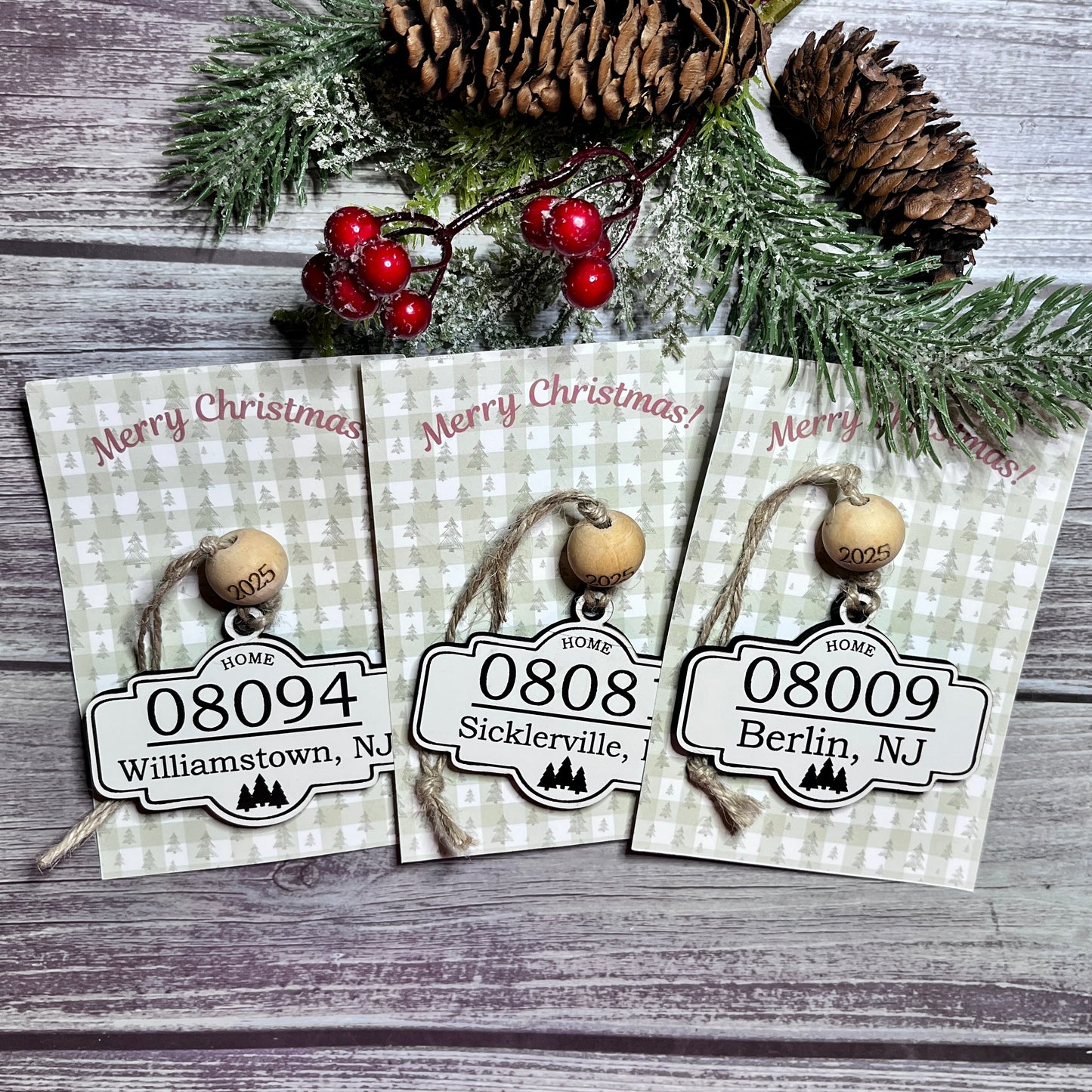 Personalized Wooden Christmas Ornament | Custom Zip Code Keepsake