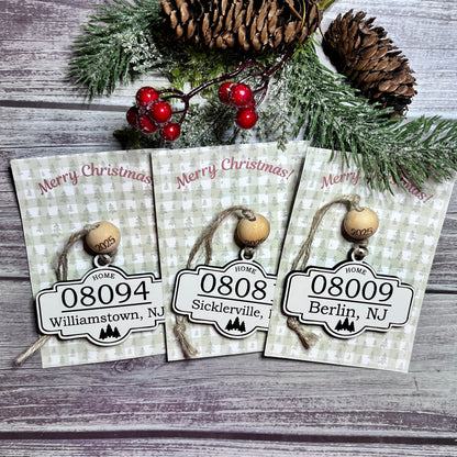 Personalized Wooden Christmas Ornament | Custom Zip Code Keepsake