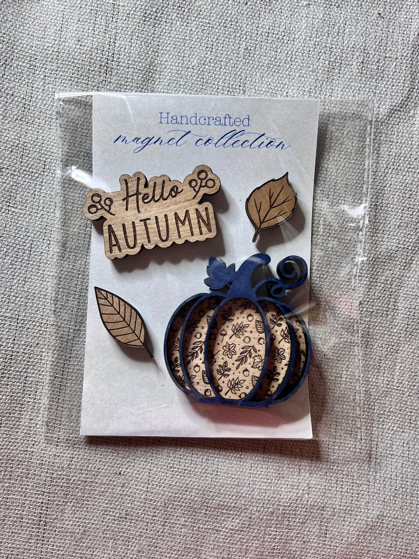 Cherry Wood Fall Magnets Set of 4 | Rustic Autumn Fridge Decor