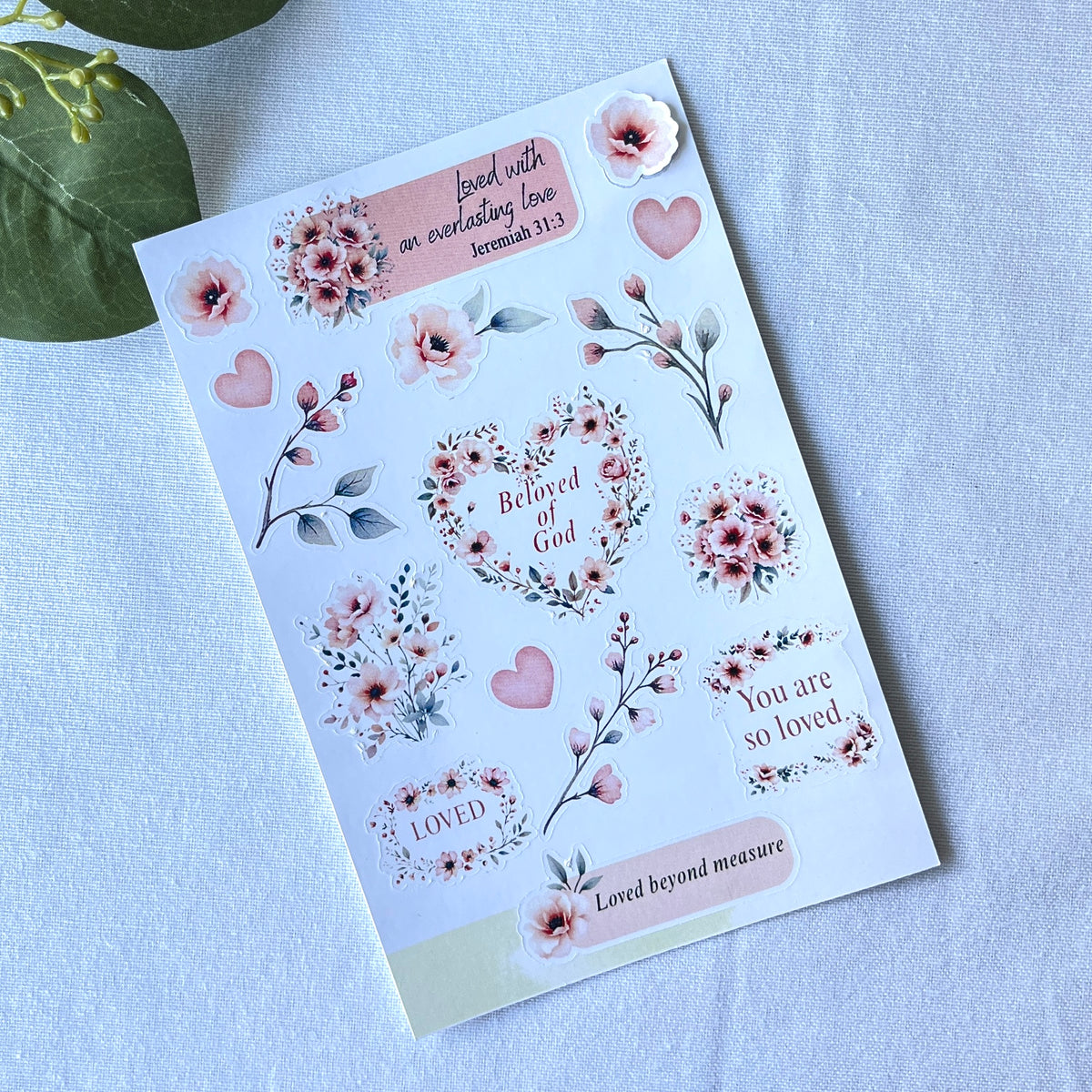 Loved Beyond Measure Christian Sticker Sheet | Faith Stickers