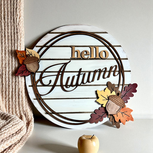 Hello Autumn 10 inch Wooden Sign