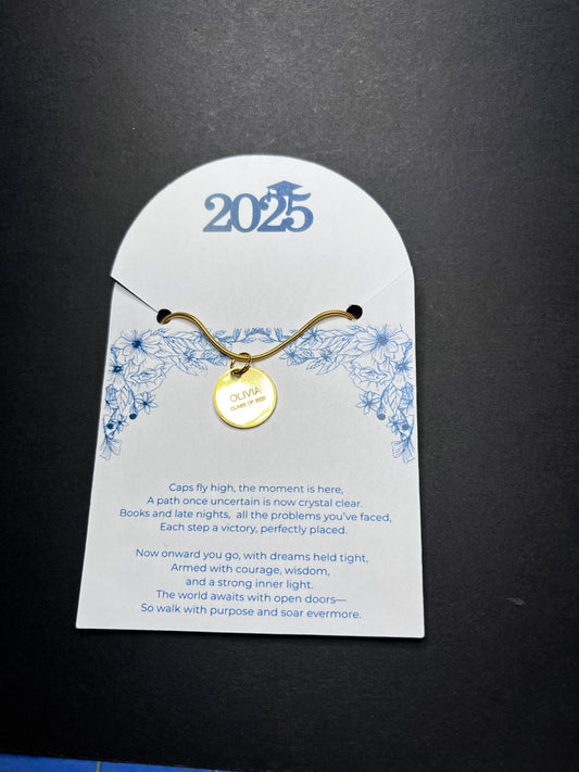 Classic Minimalist Custom Engraved Graduation Necklace