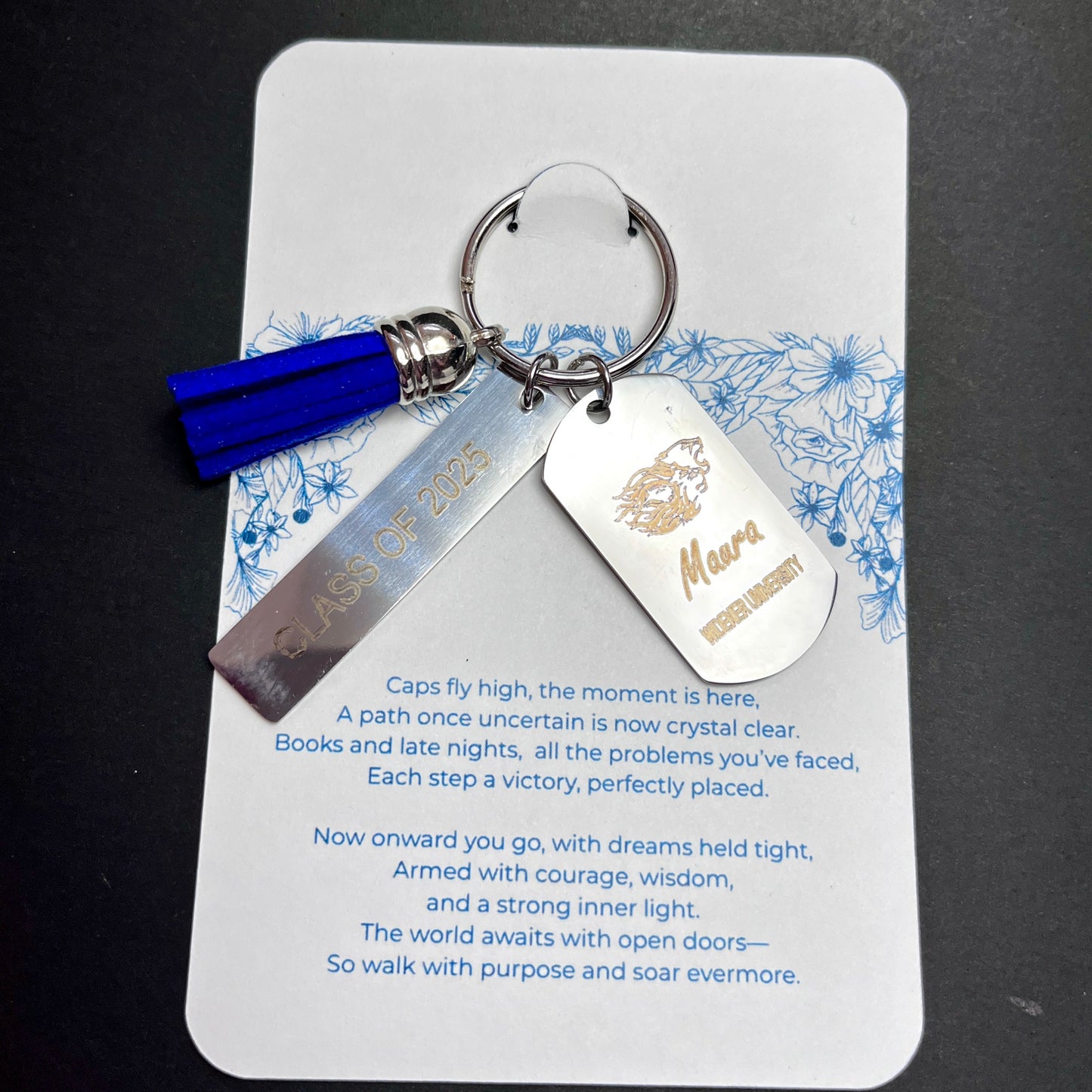 Silver Custom Engraved Graduation Keyring