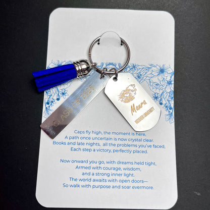 Silver Custom Engraved Graduation Keyring