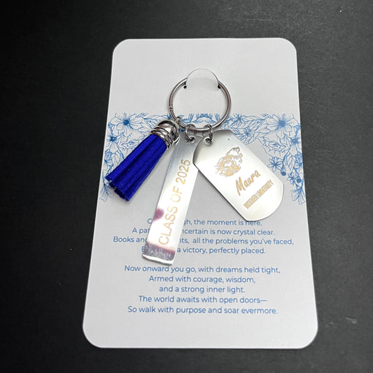 Silver Custom Engraved Graduation Keyring