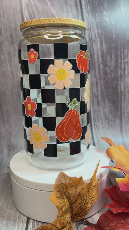 Retro Fall 16 oz glass tumbler