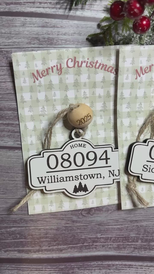 Personalized Wooden Christmas Ornament | Custom Zip Code Keepsake