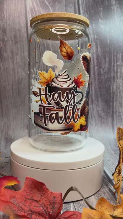 Fall Highland Cow Glass 16 oz Tumbler