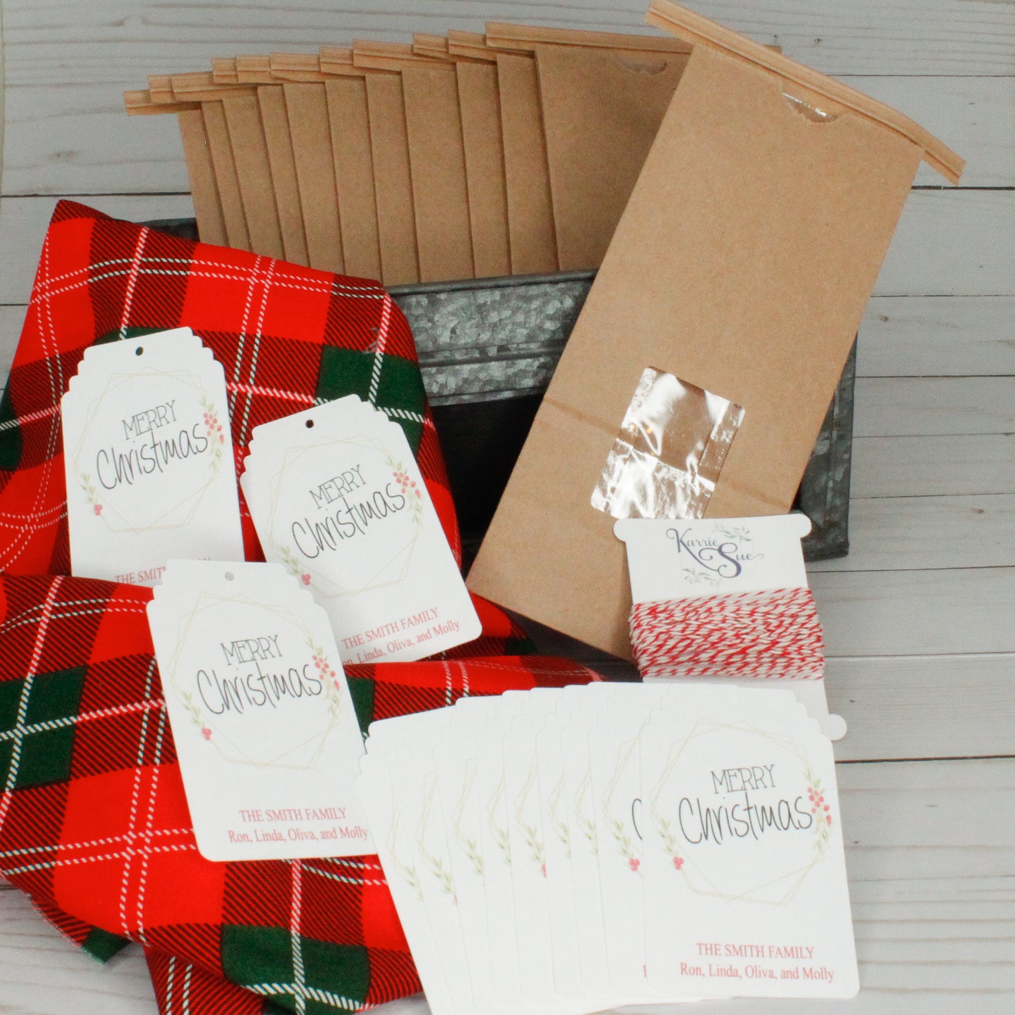 Merry Christmas Gold Wreath Food Gift Packaging Kit